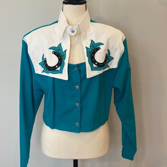 Wildfire Tops - NWT vintage Wildfire womens cropped western top jacket embroidered horseshoe